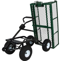 Chariot de jardin pliable à quatre roues en acier inoxydable QIDI OEM avec plateforme pour outils – Fournisseur d'usine