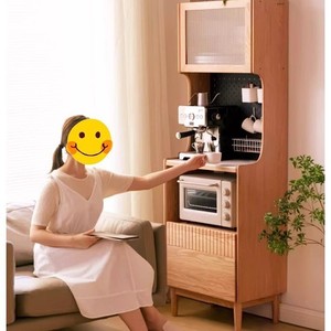 Nordic Solid Wood Slab Sideboard Oak 900mm Plus <b>Storage</b> Cabinet Living Room Tea Cabinet - Product Image 2