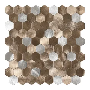 Hot Product luxury hexagon mosaic bathroom tile kitchen backsplash gold metal copper tile