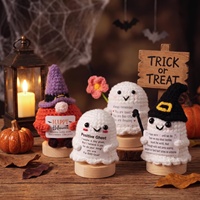 Poupées d'Épaule en Peluche au Crochet Faites à la Main pour Halloween 2026, Décoration Positive Sorcière, Poupée Amigurumi Tricotée avec Carte Personnalisée