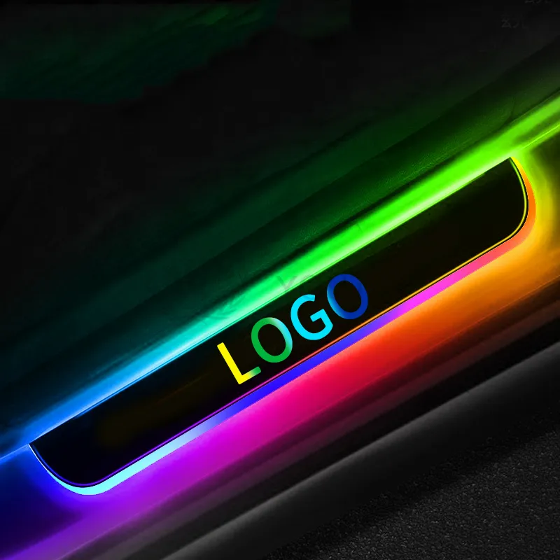Kablosuz araba Led aydınlatmalı logo lumiere bir pedal voiture işık pcs uzun neon pedalı karşılama kapı eşiği tıkama plakası led