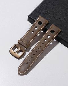 Bracelet de montre unisexe en cuir Crazy Horse au design vintage, personnalisable en gros, 22x20mm, de luxe et respirant - Pour lui et pour elle - Product Image 3