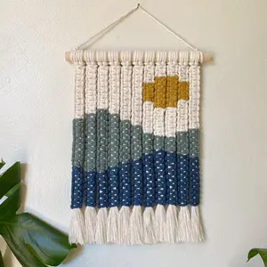 Tapiz de Pared Rectangular de Macramé Tejido a Mano con Diseño de Hojas Contemporáneo, de Cuerda de Algodón Ecológica, Lavable a Máquina, Decoración del Hogar - Product Image 1