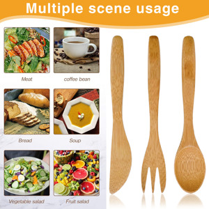 Nhà máy trực tiếp xách tay phân hủy sinh học tre thiết lập dao kéo-Bao gồm dao muỗng nĩa bền vững và thân thiện với môi - Product Image 4