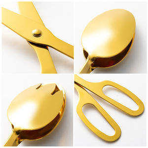 Wholesale <strong>Kitchen</strong> Silicone <strong>Scissor</strong>-Handled Serving Spatula <strong>Tongs</strong> Stainless Steel Salad Bread Clip Buffet Steak Cooking Food - Product Image 5