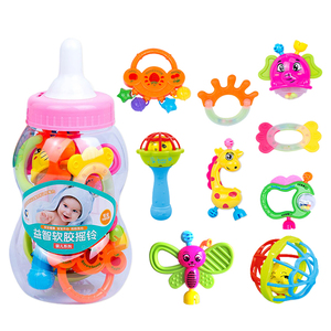 Ensemble de hochets et de jouets à mâcher pour nouveau-nés personnalisés, animaux suspendus en plastique, <span class=keywords><strong>hochet</strong></span> girafe, boule à <span class=keywords><strong>hochet</strong></span>, cloche à secouer, <span class=keywords><strong>hochet</strong></span> biberon pour bébé - Product Image 1