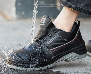 Chaussures de sécurité à double densité, semelle PU, cuir véritable, résistantes aux chocs, avec embout en acier - Product Image 3