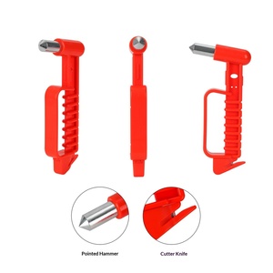 Marteau de sécurité multifonctionnel spécial pour échapper à la vie, briser le verre, sécurité incendie, rouge noir, acier au carbone, brise-vitre d'urgence pour voiture, bus - Product Image 2