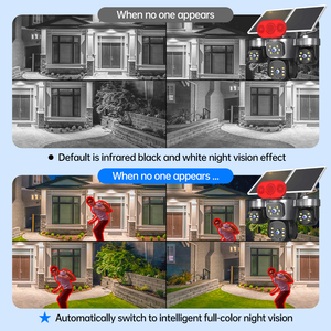 Caméra de sécurité panoramique solaire 4G extérieure 12MP à 4 objectifs, quatre écrans, surveillance AOV 24h/24 et 7j/7, caméra IP, vision nocturne couleur, audio bidirectionnel - Product Image 2