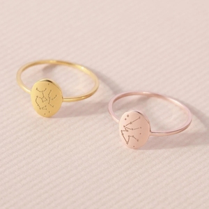 Anillos de Acero Inoxidable con Signos del Zodiaco para Mujer: Piscis, Aries, Tauro, Géminis, Cáncer, <span class=keywords><strong>Leo</strong></span>, Virgo, Libra, Escorpio, Sagitario, <span class=keywords><strong>Capricornio</strong></span>, Acuario - Product Image 4