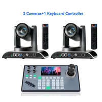 2 Conjuntos de Cámaras PTZ NDI con Controlador de Joystick, Transmisión en Vivo Profesional POE para Reuniones Empresariales, Servicios Religiosos
