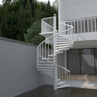 Escalera de Caracol Metálica Exterior Moderna, de Acero, de Altura Completa, con Placa Protectora Lateral Cerrada, de Calidad Confiable, Envío Global