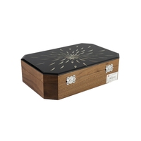 Empreintes digitales bijoux mallettes de rangement verre noir cadeau de luxe boîte à bijoux en bois boîte-cadeau en bois massif bois carré