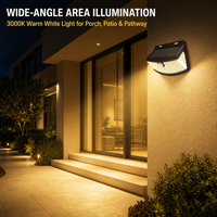Lampes solaires à détecteur de mouvement étanches pour extérieur, lumière blanche chaude 3000K, grand angle, lumière de sécurité solaire murale PIR pour patio, cour