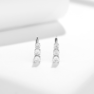 Pendientes de Aro Ruizuan de Moissanita al por Mayor, Joyería a Granel, Pendientes Minimalistas de Plata Esterlina, Diseño Moderno y de Moda, Rodio - Product Image 3