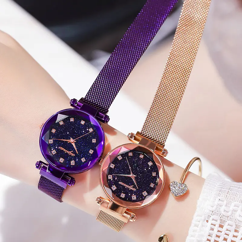 Fashion Colorful Gift Starry Sky Watches Fancy women Alloy Diamond Lady Wristwatch