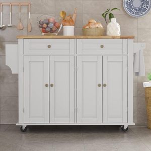 Rolling Kitchen Island With <strong>Drop</strong> <strong>Leaf</strong> Movable Kitchen Carts on Wheels Island With Storage Cabinet Island <strong>Table</strong> for Kitchen - Product Image 3