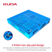 Palette en plastique KUDA 1111T-WGTZ avec déflecteur, palette de stockage industrielle, palette robuste, 1100x1100x150mm