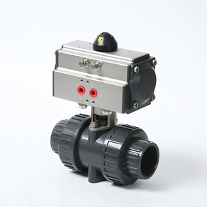 Pneumatic Upvc Plastic Ball Valve Acid Alkali Resistant Chemical Water Treatment Straight Through Industrial Use - Product Image 2