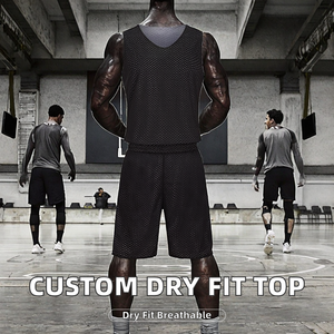 Maillot de basketball professionnel personnalisé à col ras du cou et sans manches, imprimé par transfert thermique, respirant et à séchage rapide pour l'entraînement - Product Image 2