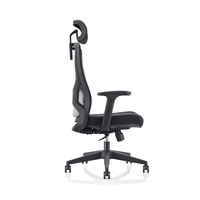 Chaise de bureau ergonomique pivotante pour manager avec cadre noir personnalisé, accoudoirs relevables, chaise de bureau exécutive pivotante en maille