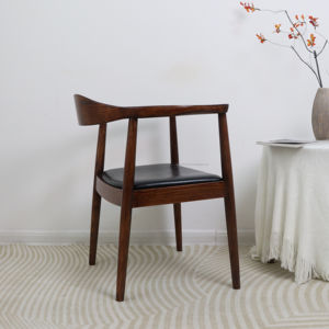 Silla de diseño nórdico de madera de teca sólida para comedor, sillón de diseño para sala de estar, restaurante con asiento de madera - Product Image 5