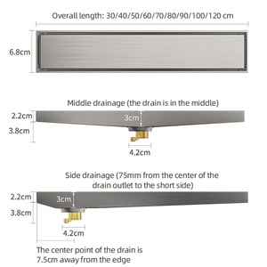 Dropship Customized Stainless Steel Tile Insert Invisible <b>Linear</b> <b>Drain</b> SS304 Anti-Odor <b>Linear</b> Floor <b>Drain</b> for Bathroom Shower - Product Image 2