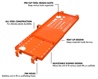 Plateau d'outillage réglable pour échafaudage, panier de rangement universel pour plateforme élévatrice, pour la sécurité des chantiers de construction, OEM