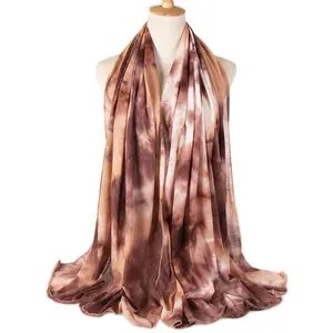 Solid Color Luxury High-quality Stretchy Hijab Wholesale Women Stoles Cotton Shawl Tie Dye Cotton Jersey Scarf Stole Dupatta
