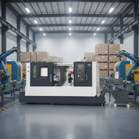 Tour CNC robuste à double broche à banc incliné avec guidage par boîtier et contrôleur métallique