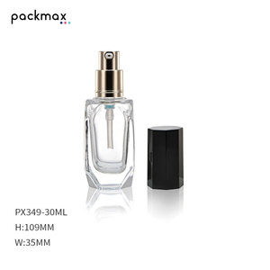 30ml transparent glass refillable bottle with press pump — suitable for <b>sunscreen</b>, primer, lotion, and serum - Product Image 5