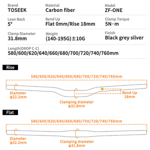 <span class=keywords><strong>Guidon</strong></span> <span class=keywords><strong>de</strong></span> VTT TOSEEK ultra-léger en carbone pour vélos <span class=keywords><strong>de</strong></span> montagne, diamètre <span class=keywords><strong>de</strong></span> serrage 31,1-32,5 mm, largeur 701-800 mm - Product Image 2