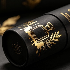 Caja de Tubo de Papel Reciclable con Logotipo Personalizado, Embalaje Cilíndrico con Estampado en Caliente para Botellas de Perfume de 50 ml y 100 ml, Embalaje de Regalo para Aceites Esenciales - Product Image 3