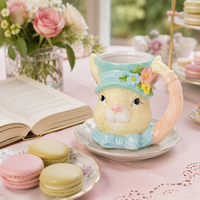 Redeco Kreative Hasenform Keramiktasse 3D Tierdesign Dekoratives Trinkgefäß Osterhase Kaffee Keramikbecher Personalisierte Tasse