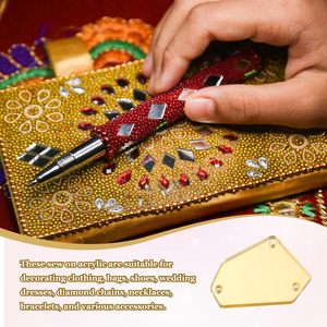 เมคคาไนซิตี้ ชิ้นคริสตัลอะคริลิกทรงไม่สม่ำเสมอแบบเย็บติด มีรู  คริสตัลรูปทรงกระจก  ลูกปัดเพชร สำหรับงาน DIY ปาร์ตี้เต้นรำ W - Product Image 4