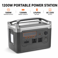 Station d'alimentation portable à batterie solaire 1000W, capacité nominale 1209Wh, batterie LiFePO4, onduleur à onde sinusoïdale pure pour stockage d'énergie domestique