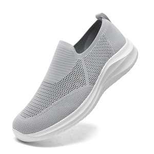 Zapatos de punto de malla para hombre, tallas grandes, sin cordones, transpirables, zapatillas casuales, calzado ligero para el día a día y caminar - Product Image 1