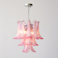 Lustre en verre de Murano pour plafond haut salon rose fait à la main suspension moderne pour chambre à coucher salle à manger décor de luxe
