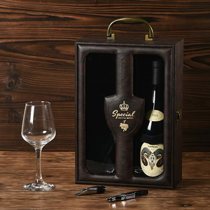 Sang trọng da <span class=keywords><strong>Wine</strong></span> Bottle trường hợp đôi chai rượu vang lưu trữ Gỗ Hộp Quà Tặng thiết lập cho <span class=keywords><strong>Wine</strong></span> Bottle đóng gói - Product Image 5