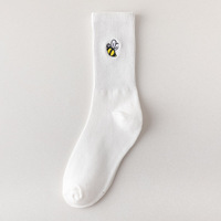 Bla — chaussettes tubulaires de Sport blanches pour femme, socquettes unies confortables, en coton, avec broderie d'abeille, à la mode, nouvelle collection