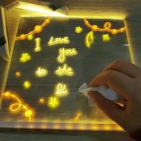 Tableau de Dessin Lumineux DIY pour Enfants, Effaçable, Graffiti Transparent, Acrylique Fluorescent, Éducatif, pour l'Exportation