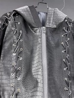 Blouson Western en cuir à capuche noir en faux cuir OEM pour hommes, design personnalisé et élégant
