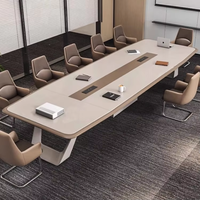 Nouvelle table de conférence en peinture laquée, 10 places, oblongue, pieds en métal et bambou, style moderne minimaliste, pour bureau commercial et salle de réunion