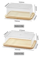 Boîte à pain, fromage et beurre rectangulaire moderne et minimaliste en bambou et PET JX Plate Lid