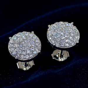 E1265 Orecchini in oro bianco con diamanti, taglio rotondo brillante, G H, diamanti naturali, gioielli da donna in stile classico - Product Image 2