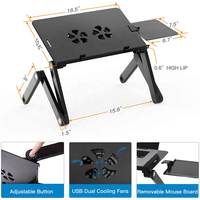 Meja Laptop Aluminium Lipat yang Dapat Disesuaikan dengan Kipas Pendingin Ganda dan Alas Mouse untuk Tempat Tidur, Sofa, Kantor Rumah, dan Pekerjaan Ergonomis Sehari-hari