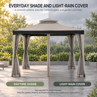 Gazebo en acier couleur RAL personnalisée 3x3M, auvent extérieur à double niveau avec rideaux en filet, service OEM pour les grossistes B2B