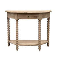 Table console demi-lune ronde en bois de chêne massif incurvé, style antique, avec tiroirs, pour couloir, salon, cuisine, HL617-100