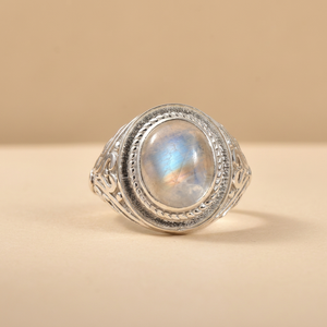 Anillo de plata de ley 925 chapado en plata con piedra lunar arcoíris para mujer, anillos de piedras preciosas de diseño hechos a mano, joyería al por mayor para mujer - Product Image 5