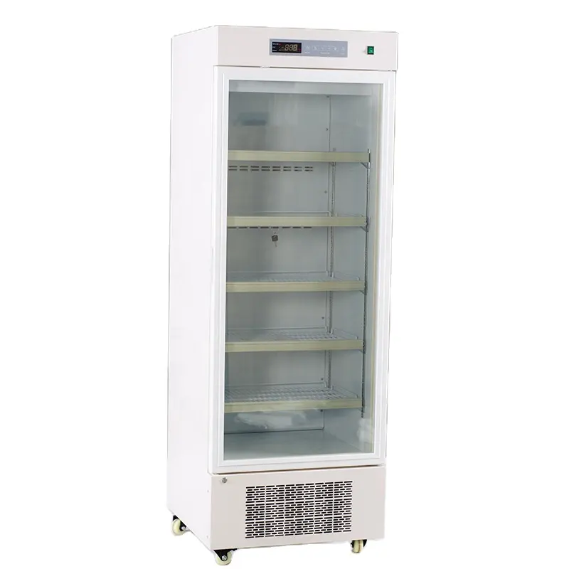 Refrigerador médico de 2-8 grados, puerta de vidrio, Lob, para farmacia, equipo criogénico